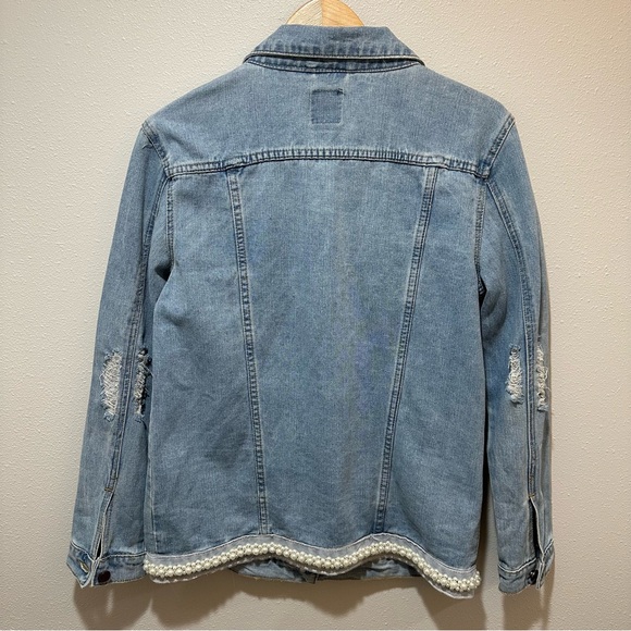 ONE 5 ONE Pearl Embellished Denim Jacket - Picture 10 of 12